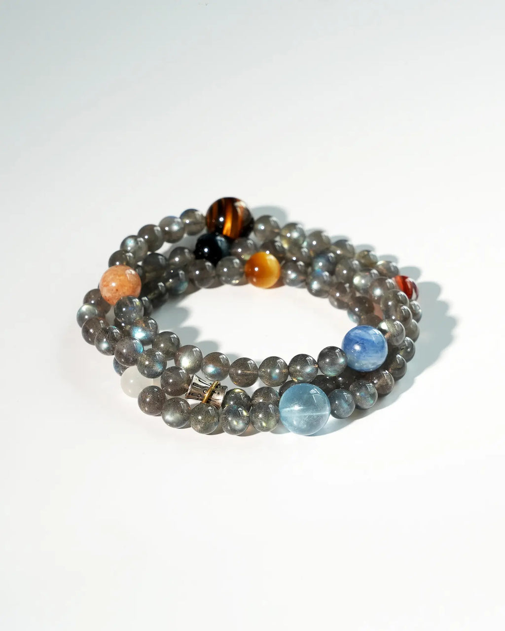 Gray Moonstone Multi-Strand Bracelet | Energy Balance & Grounding Mala