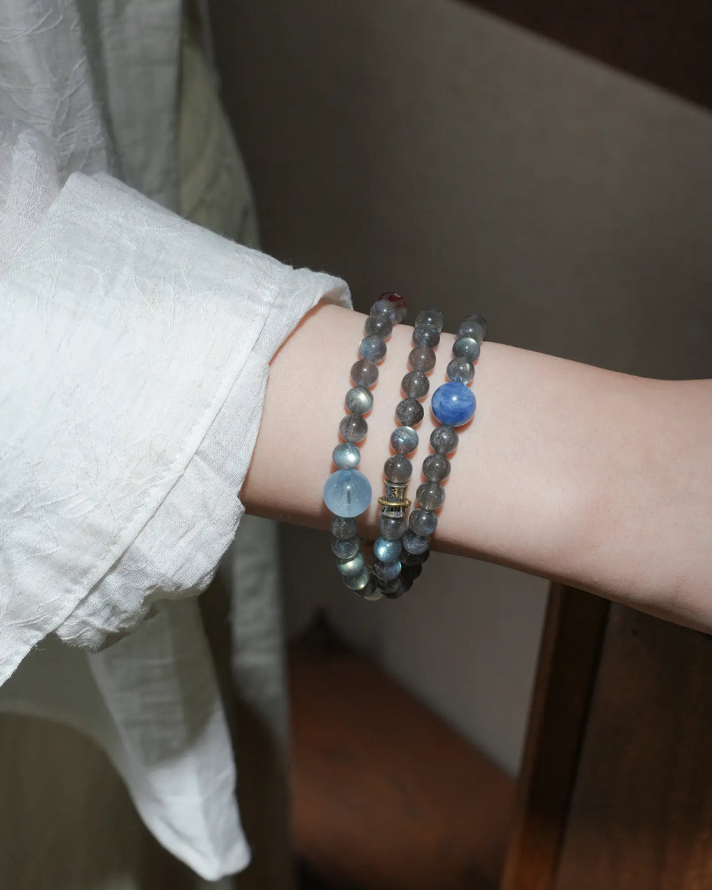 Gray Moonstone Multi-Strand Bracelet | Energy Balance & Grounding Mala