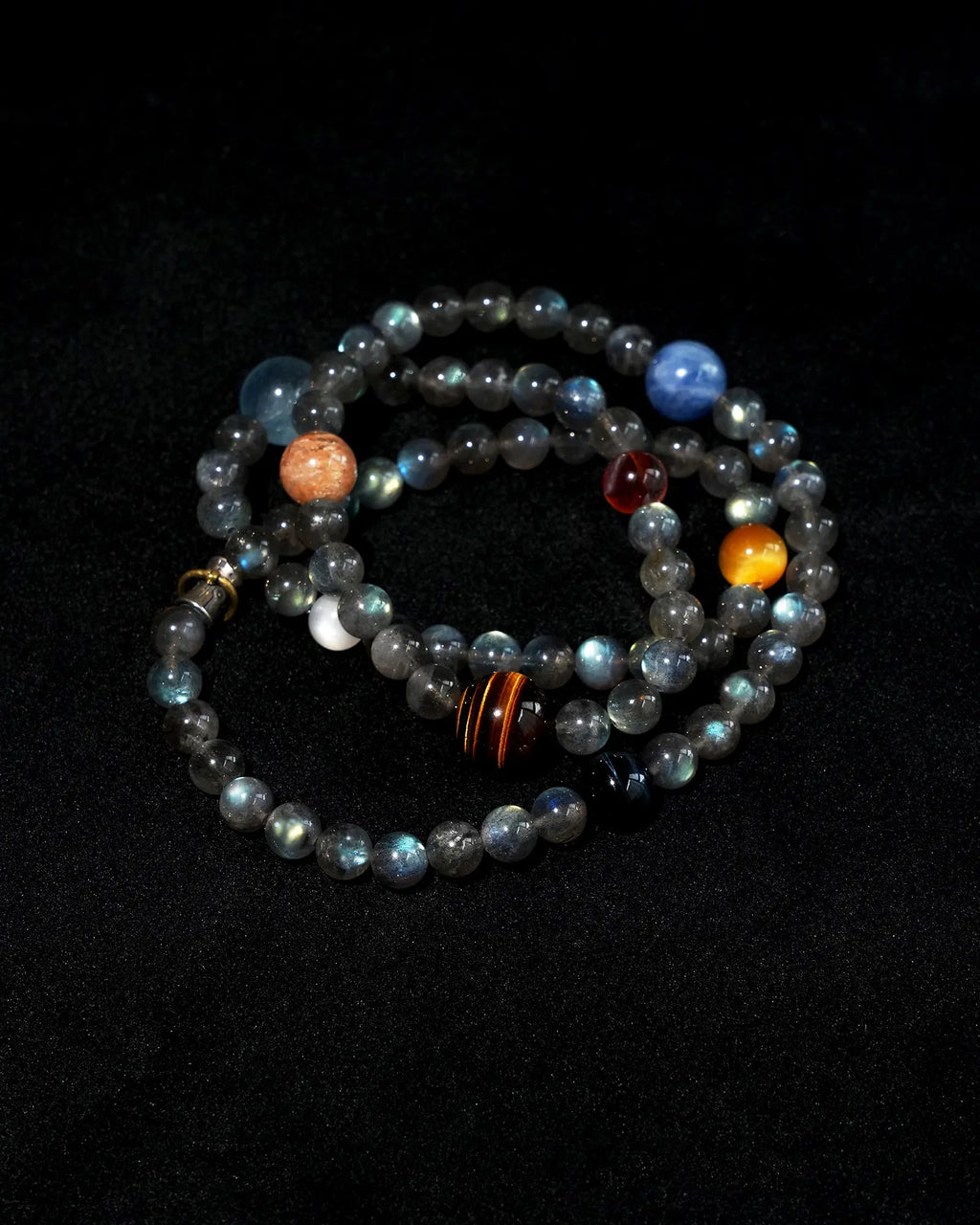 Gray Moonstone Multi-Strand Bracelet | Energy Balance & Grounding Mala