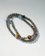 Gray Moonstone Multi-Strand Bracelet | Energy Balance & Grounding Mala