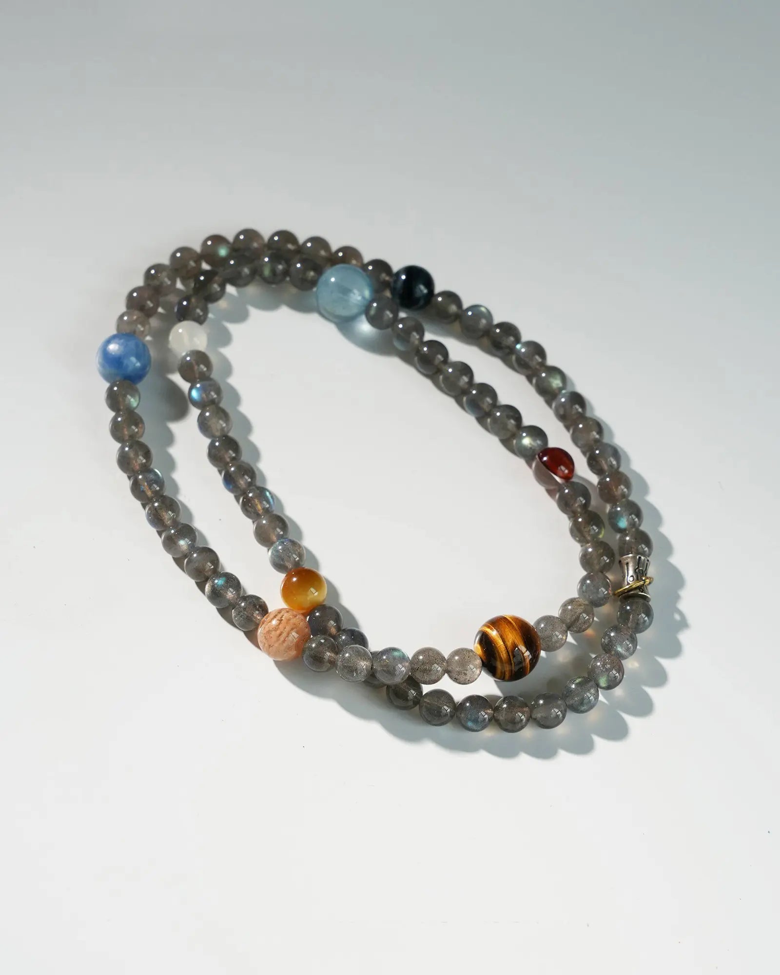 Gray Moonstone Multi-Strand Bracelet | Energy Balance & Grounding Mala