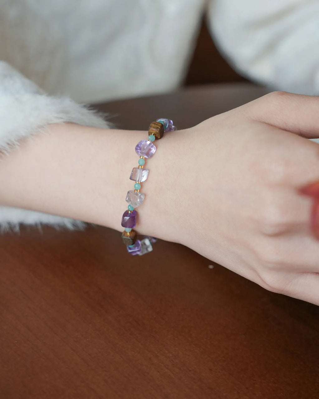 Amethyst Agarwood Amazonite Bracelet｜3-in-1 Energy for Clarity & Calm