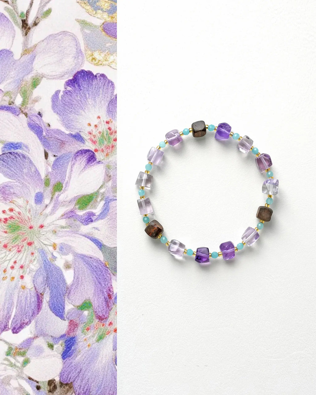 Amethyst Agarwood Amazonite Bracelet｜3-in-1 Energy for Clarity & Calm