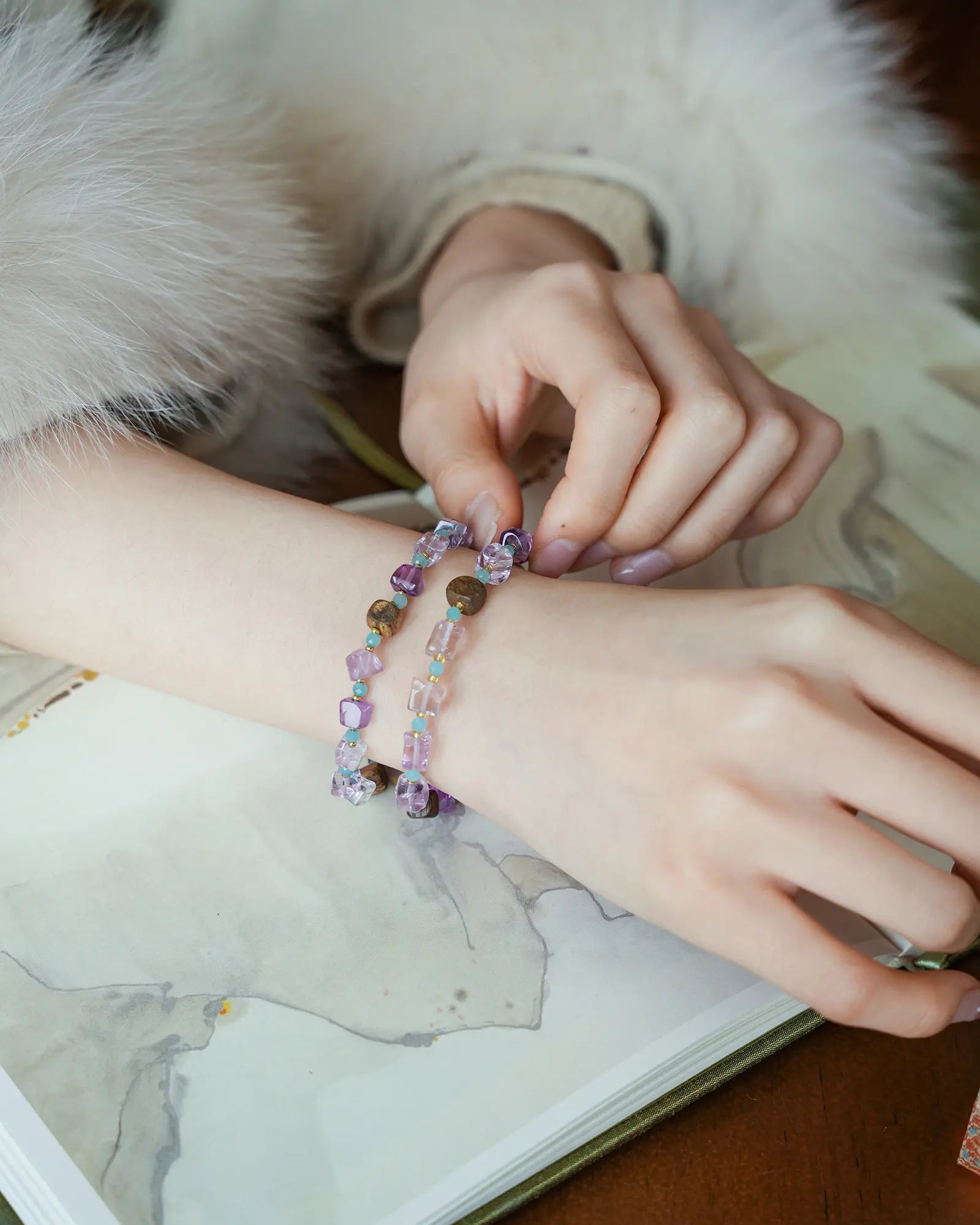 Amethyst Agarwood Amazonite Bracelet｜3-in-1 Energy for Clarity & Calm