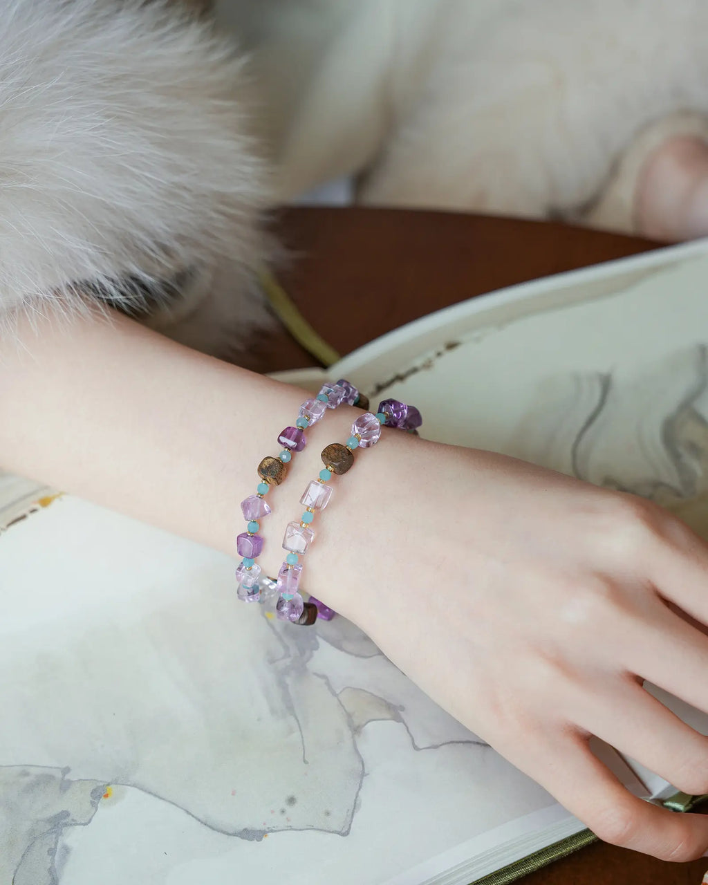 Amethyst Agarwood Amazonite Bracelet｜3-in-1 Energy for Clarity & Calm