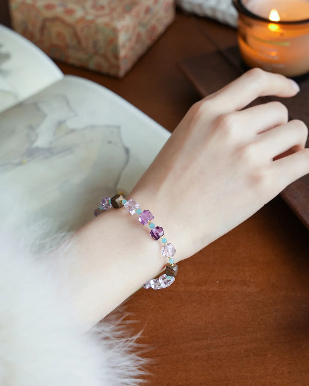 Amethyst Agarwood Amazonite Bracelet｜3-in-1 Energy for Clarity & Calm