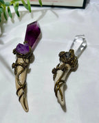 Amethyst & Clear Quartz Scepter｜Handmade Object for Meditation