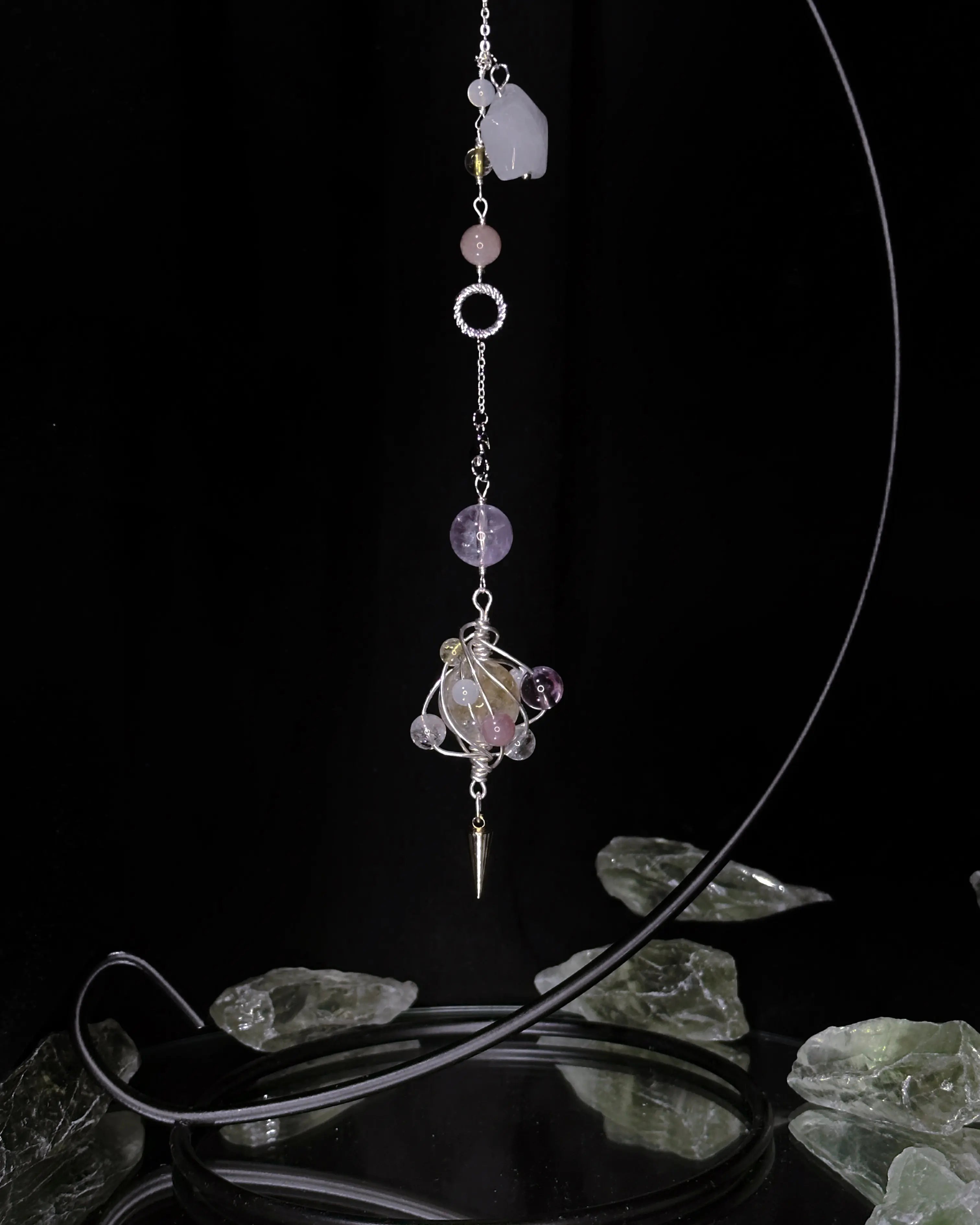 Natural Yellow Azeztulite Crystal Handmade Dreamcatcher Ornament