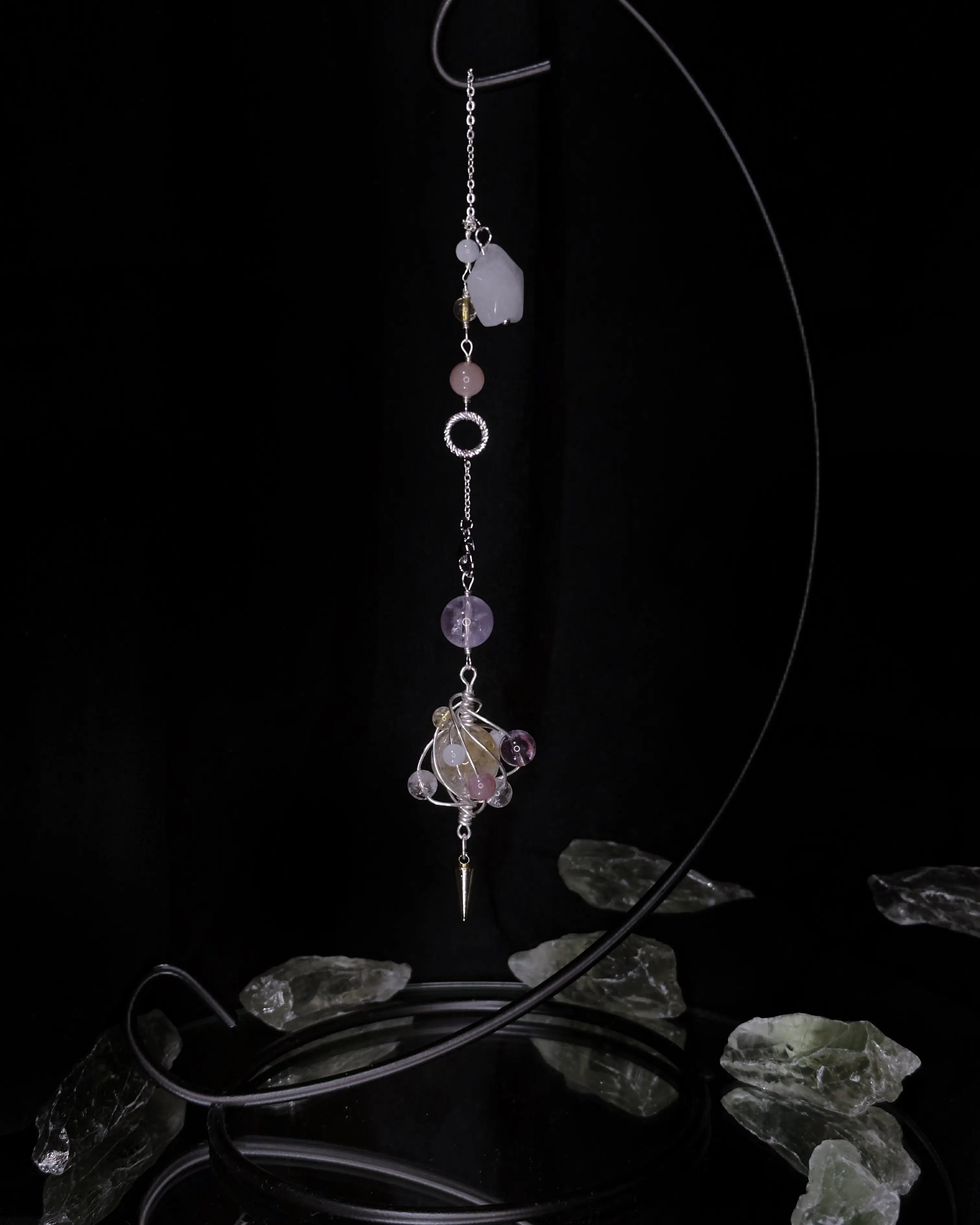 Natural Yellow Azeztulite Crystal Handmade Dreamcatcher Ornament