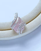 Natural Gem-Grade Raw Rose Quartz Hand-Wired Pendant Necklace