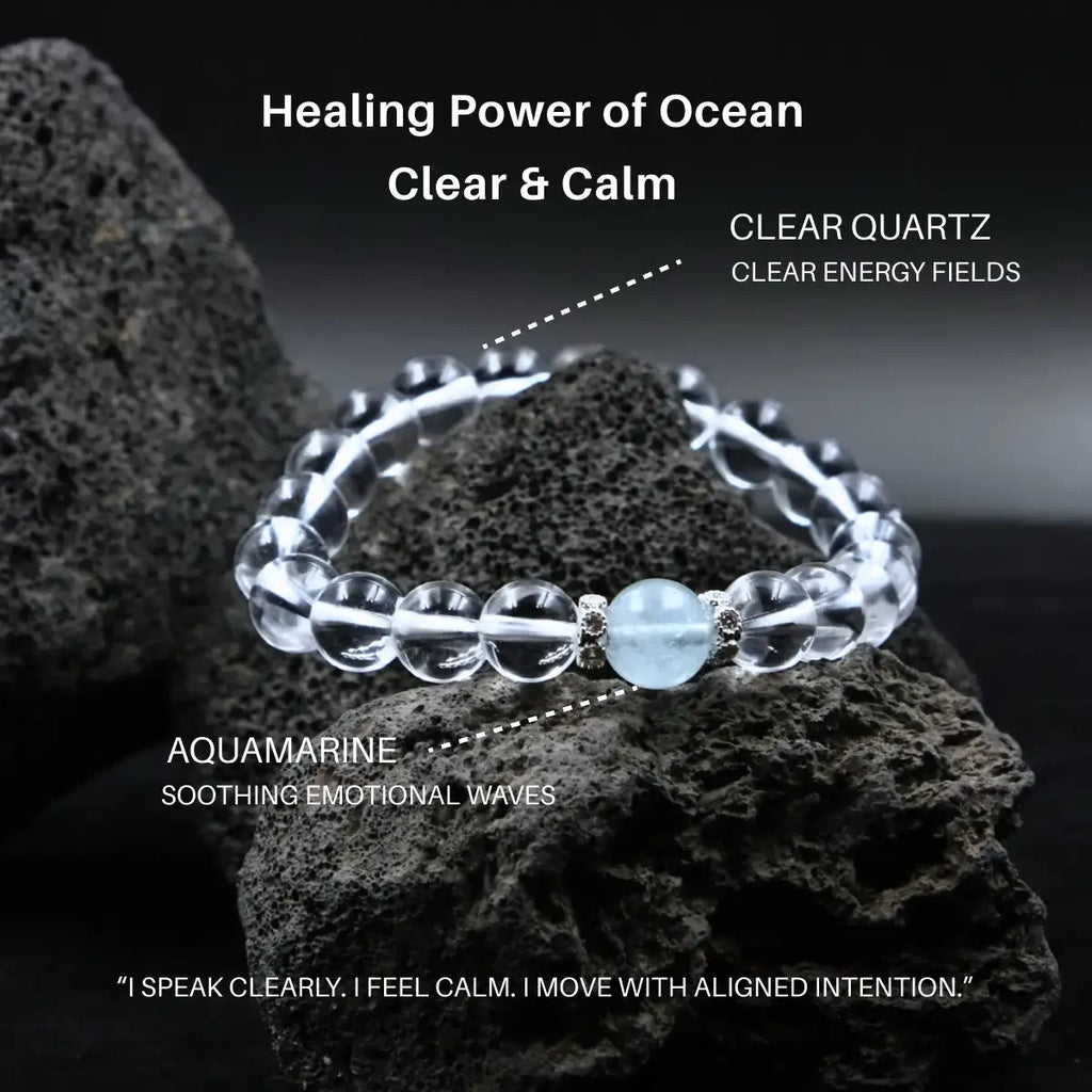 Clarity & Calm – Clear Quartz & Aquamarine Bracelet