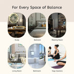 Incense applied to different environment, with text 'For Every Space of Balance' and labels for each room.